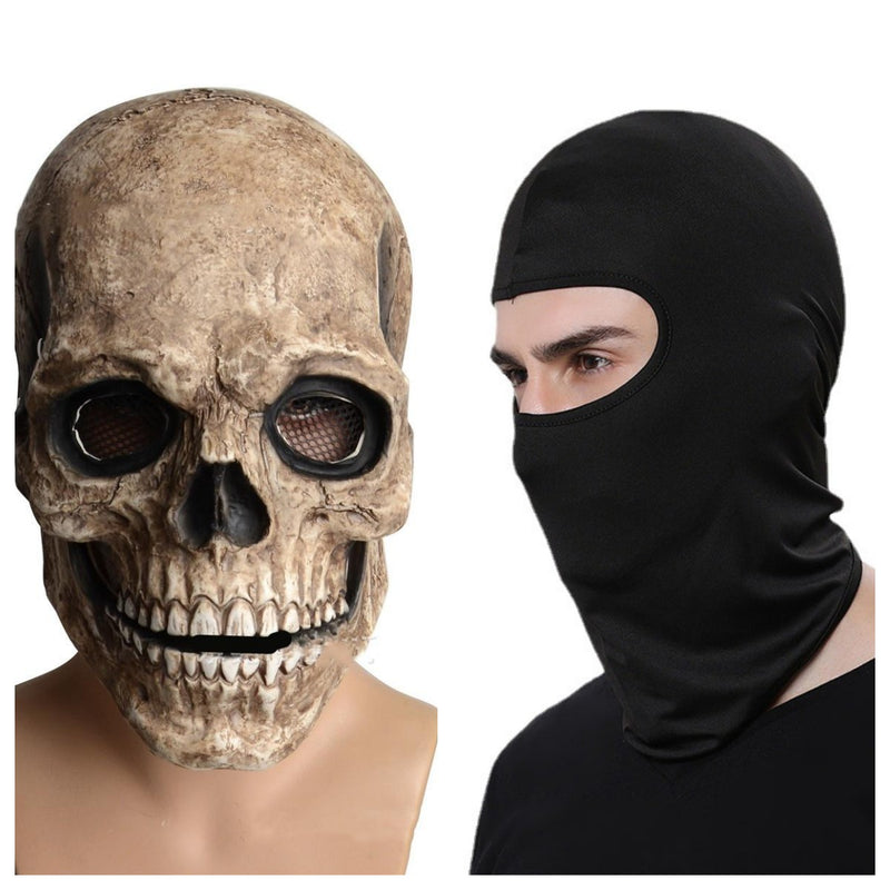 Full Head Skull Mask Helmet with Movable Jaw 3D Skeleton Skull Horror Mask Adults Cosplay Costume