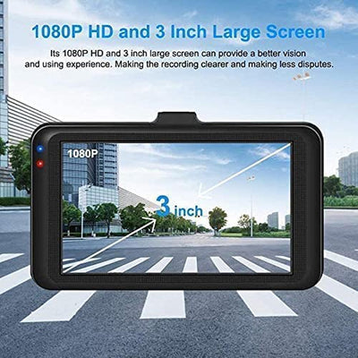 Dash Cam Telecamera per Auto 1080P Full HD Dashcam LCD 3 Pollici WDR, Grandangolo Di 170°, G-Sensor, Registrazione in Loop, Monitor Di Parcheggio