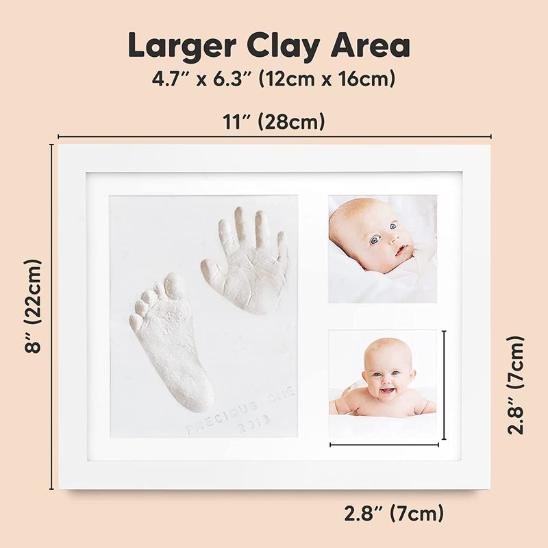 Bambino Impronta Di Mano Ricordo Kit - Cornice per Foto Con Stampe per Neonati - Kit Artistici Con Memoria Della Scuola Materna - Baby Doccia Cornici per Ragazze, Ragazzi (28Cm X 22Cm, Alpine White)