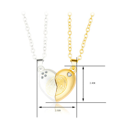 Women'S Fashion Simple Fingerprint Stitching Magnet Necklace