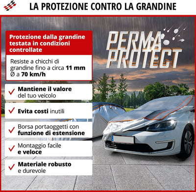 Telo Copriauto Antigrandine, Perma Protect, Vincitore Prezzo-Prestazioni* Copertura per Auto Antigrandine, Telone Protettivo Idrorepellente, Copriauto Traspirante M