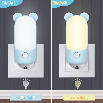 Luce Notturna per Bambini, Luce Notturna Da Presa LED a Forma Di Orso Con 2 Modalità, Lampada Da Parete Luce Notte Bambini Decor Camera Da Letto Neonato, Scale, Corridoio (Blu)