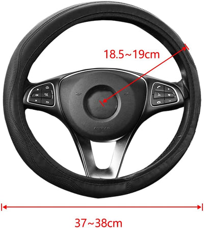 Gvoplatee Coprivolante Auto Universale Nero in Finta Pelle | Copertura Di Volante Diametro 37-39 Cm,Accessori Auto Interno.