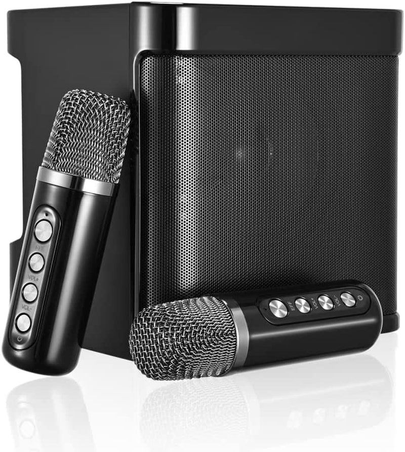 Sistema Di Karaoke, Mini Sistema Di Altoparlanti PA Bluetooth Con 2 Mini Microfoni Wireless, Karaoke Macchina Portatile per Bambini E Principianti