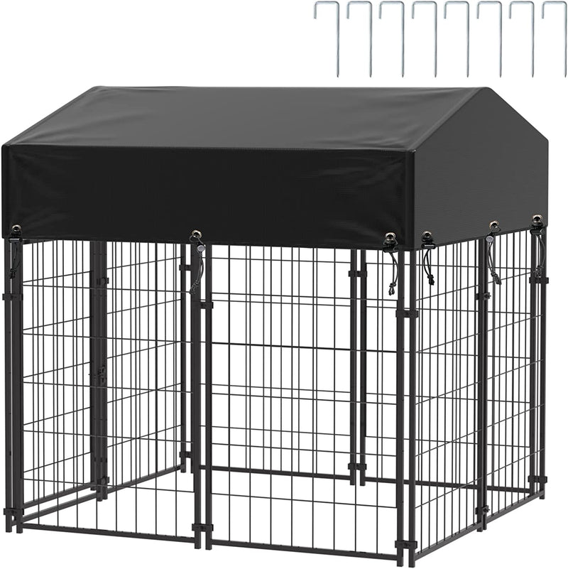 Grande Kennel Recinto Cani Esterno: Gabbia Canile Box per Cani Da Esterno Con Copertura Tettoia Impermeabile Protezione UV per Campeggio - Con Pali in Metallo Robusto