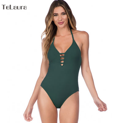 2021 One Piece Swimsuit Women Swimwear Bandage Vintage Beach Wear Solid Bathing Suit Monokini Retro Swimsuit plus Size Swim Suit