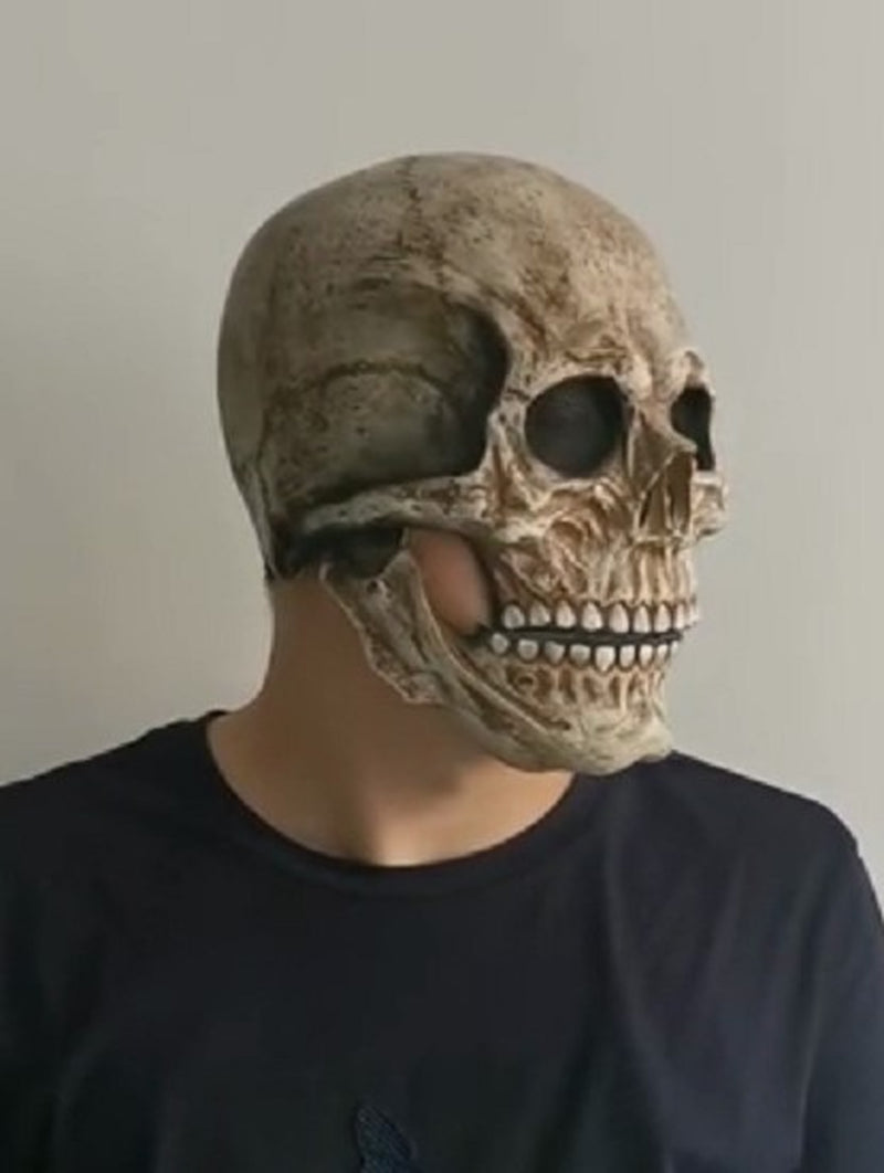 Full Head Skull Mask Helmet with Movable Jaw 3D Skeleton Skull Horror Mask Adults Cosplay Costume