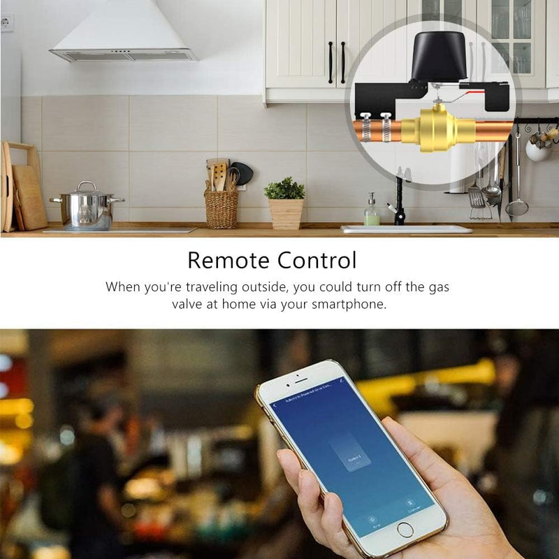 Smart Water Valve - Valvola Di Intercettazione Wifi, Compatibile Con Alexa E Google, Controllo Vocale Automatico, Controllo Bluetooth, per Cucina, Giardino, Fattoria (Nero)