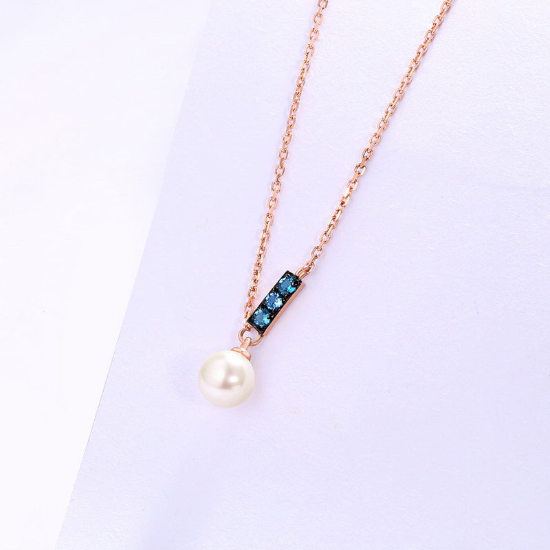 14K Rose Gold Jewelry New Korean Pearl Necklace Pendant All-Match Gold Custom Simple and Elegant Fashion Wholesale