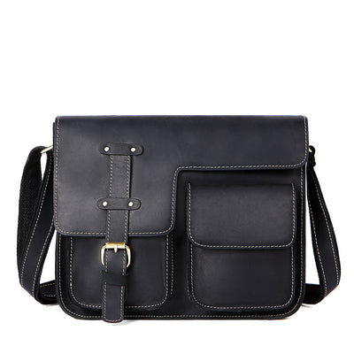 Men'S Horizontal Shoulder Messenger Bag Leather Men'S Bag