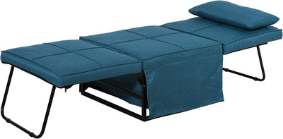 Brandina Pieghevole 2 in 1 Con Cuscino, Trasformabile in Pouf O Letto Singolo Con Schienale Regolabile, Blu