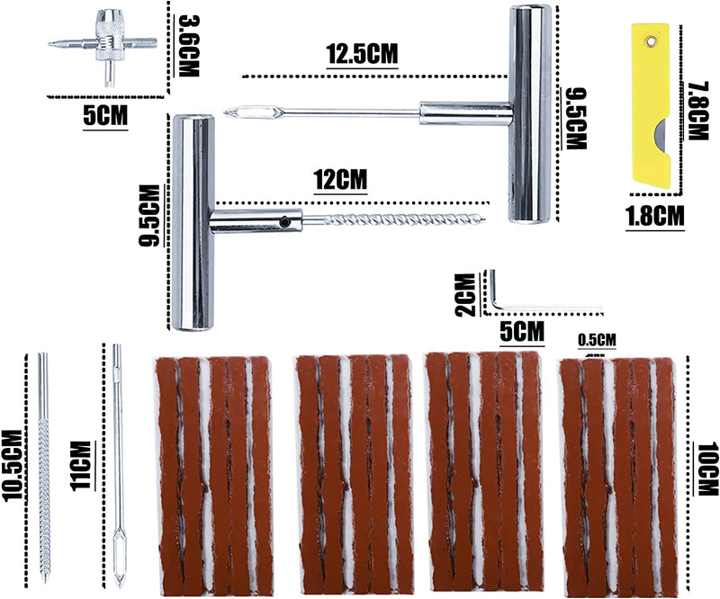 Kit Di Riparazione Pneumatici, Kit Antiforatura per Auto Strumento Di Riparazione Forature, 20 Strisce Di Riparazione