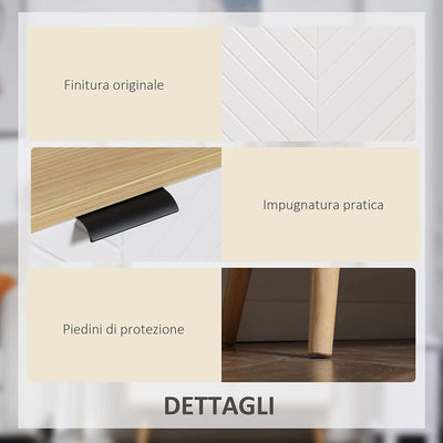 Mobiletto Multiuso Moderno in Truciolato E Legno Di Pino Con Ripiano Interno Regolabile Su 3 Livelli, Mobile per Ingresso Soggiorno Cucina E Bagno, 77X35X77.5 Cm