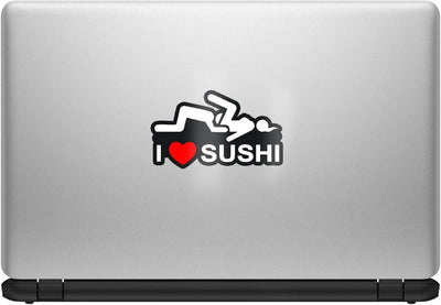 ® 2 X Adesivi Vinile I Love Sushi per Auto Moto Finestrìno Scooter Bici Motociclo Tuning B 90