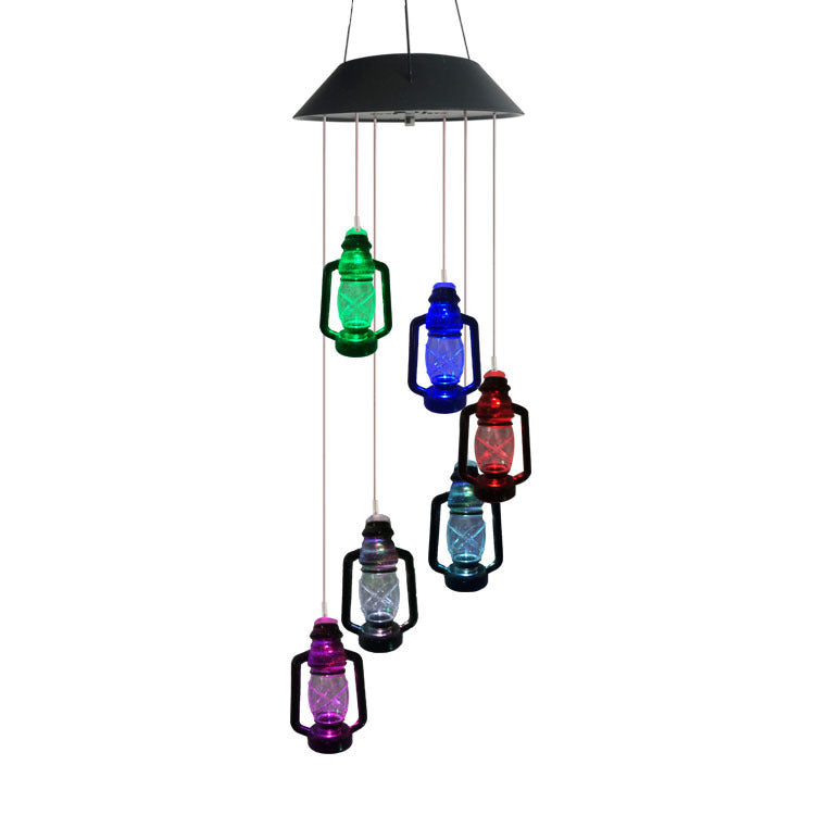 Solar Wind Chimes Light Rice Pellet Ball Hummingbird Color Changing Light String LED