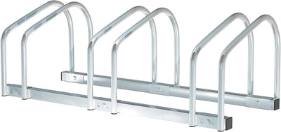 Rastrelliera Portabiciclette Parcheggio per 3 Biciclette in Acciaio, 76X33X27 Cm, Argento