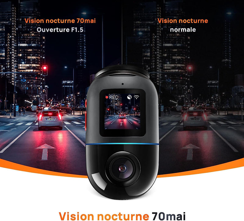 Dash Cam Omni, Rotazione a 360°, Visione Notturna Superiore, Memoria Emmc Da 128GB Integrata, Registrazione Time-Lapse, Modalità Parcheggio 24H, Rilevamento Del Movimento AI, 1080P Full HD