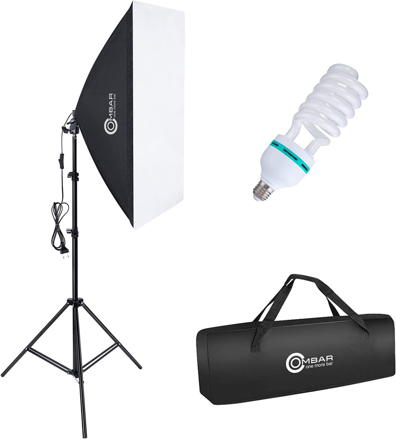 Softbox - Set Dotografico per Studio Fotografico, 50 X 70 Cm, Professionale, Con 135 W, 5500 K, Lampada Diurna E27 E Borsa per Il Trasporto per Ritratti Da Studio, Foto Di Moda