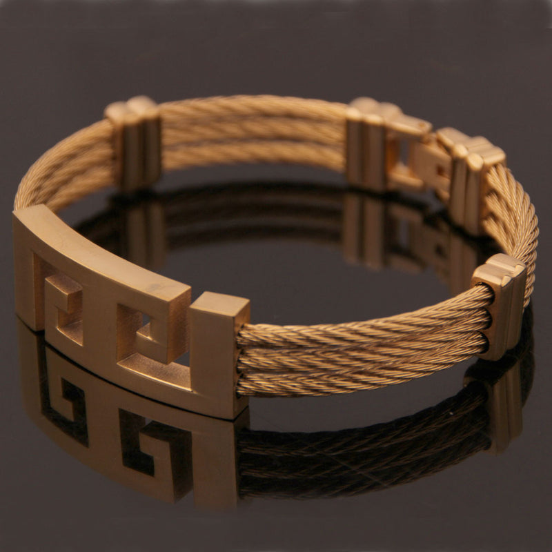 Three-Ring Wire Braided Hemp Rope Bracelet