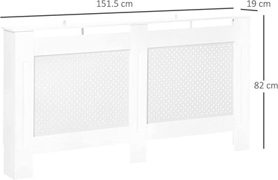 Copritermosifone in Legno Copertura Moderna 151.5 × 82 × 19Cm Verniciato Bianco