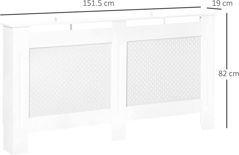 Copritermosifone in Legno Copertura Moderna 151.5 × 82 × 19Cm Verniciato Bianco