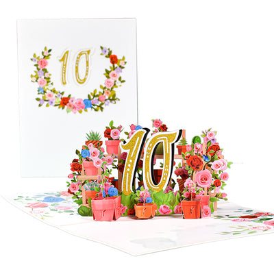 Flowers Anniversary Greeting Card 3D Stereo