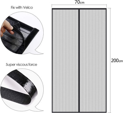 Zanzariera Magnetica Porta Finestra Resistente Traspirante Zanzariere Magnetiche Tenda Rete anti Zanzare Insetti(70X200, Nero)