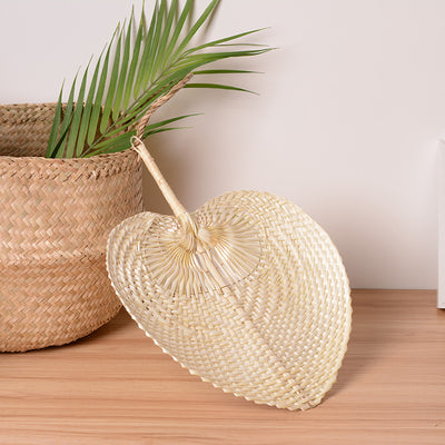 Hand Woven Bamboo Fan with Peach Shape for Enjoying Cool