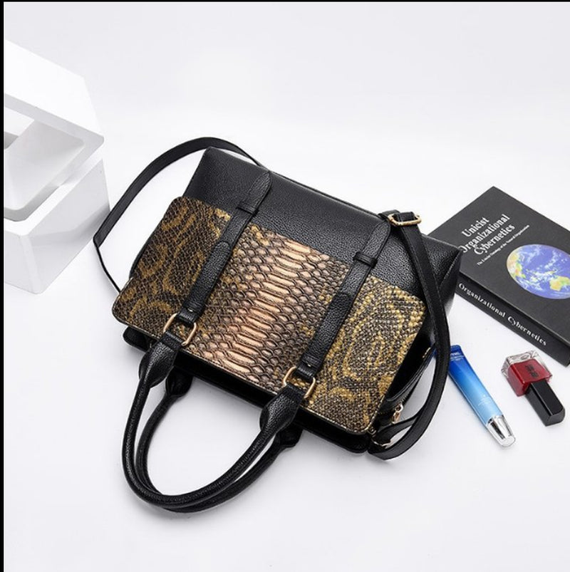 New Female Bag Snake-Print Handbag Large-Capacity European and American Style Fan Wear Bag Trend Shoulder Bag