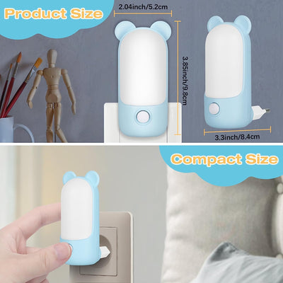 Luce Notturna per Bambini, Luce Notturna Da Presa LED a Forma Di Orso Con 2 Modalità, Lampada Da Parete Luce Notte Bambini Decor Camera Da Letto Neonato, Scale, Corridoio (Blu)