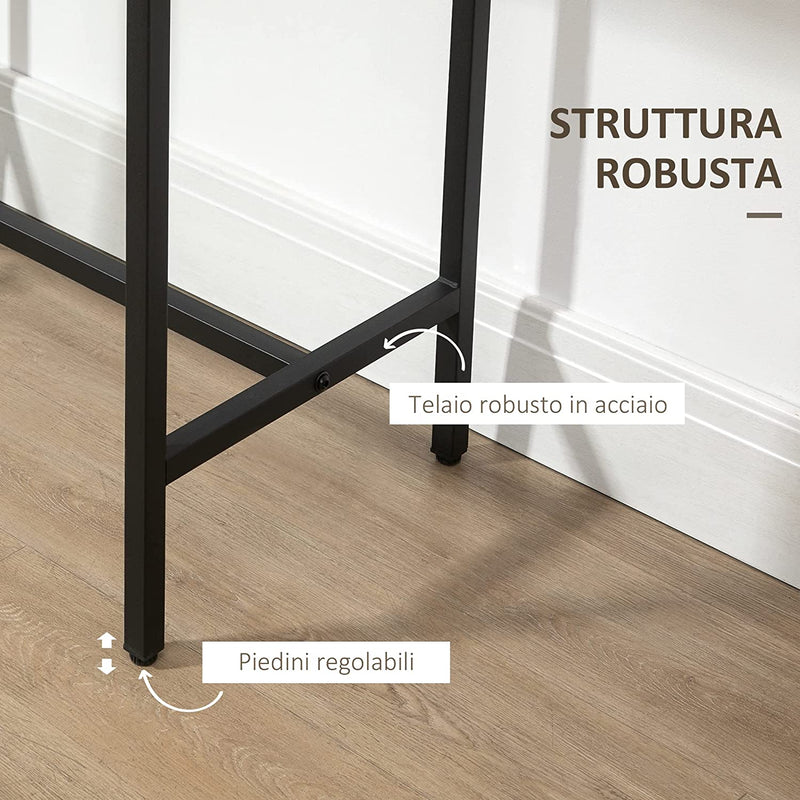 Set 3 Pezzi Con Tavolo E 2 Sgabelli Da Cucina Stile Industriale, Arredamento Moderno per Soggiorno E Salotto, Legno Naturale E Nero