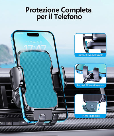 Porta Cellulare Auto, [2023 Upgrated Clip] Supporto Telefono Auto per Presa D'Aria Dell'Auto, 360°Di Rotazione Porta Telefono Macchina Universale Compatibile Con Iphone/Samsung/Xiaomi