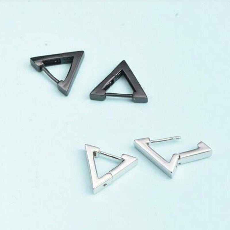 Stainless Steel Creative Hoop Earrings Women Triangular Earrings Fashion Jewelry Huggie Men Punk Hiphop