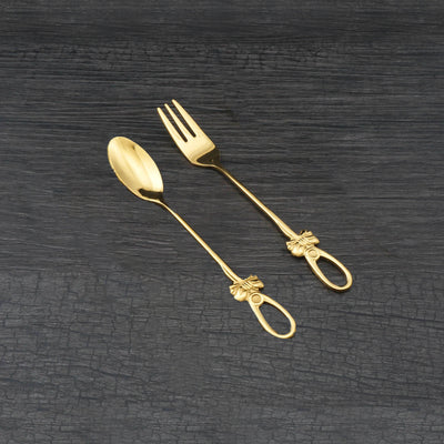 Stainless Steel Spoon Fork Set Butterfly Stainless Steel Coffee Spoon, Creative Japanese and Korean Tableware, Gold-Plated Stainless Steel Spoon Fork