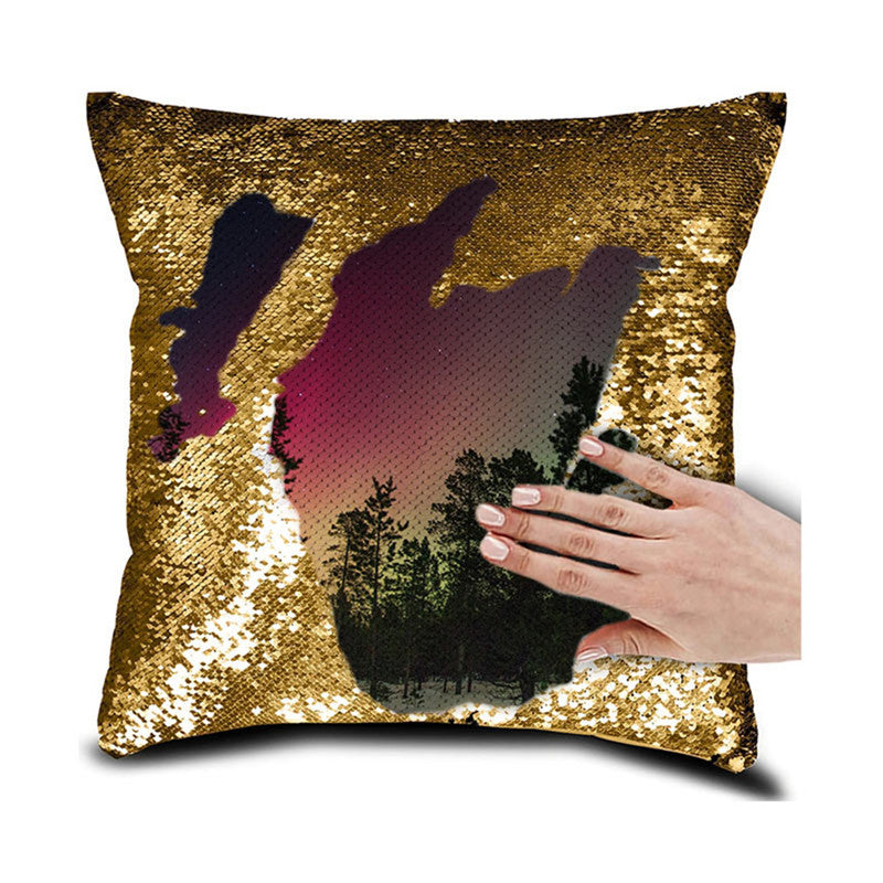 Personalised Photo Your Name or Text Decorative Sequin Pillow Cushion Cover Reveal Magic Gift Mother of the Bride Groom 16*16"