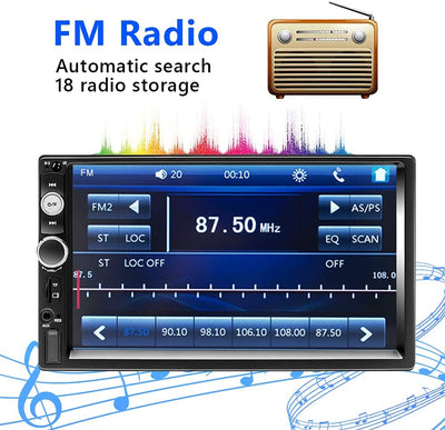 Autoradio 2 Din Con Vivavoce Bluetooth, 7 Pollici Radio Stereo Auto Con Schermo USB FM AUX TF Controllo Del Volante Collegamento Mirror per Telefono Android/Ios + Telecamera Posteriore