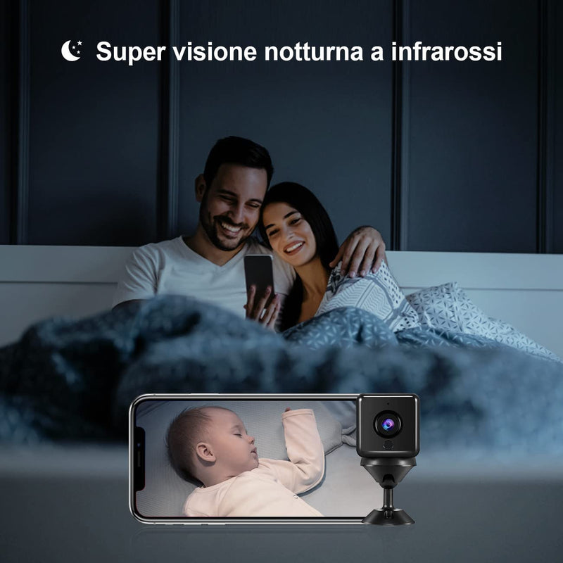 Telecamera Nascosta 2023 4K HD Mini Telecamera Spia Wifi Interno Videocamera Sorveglianza Telecamere Senza Fili Microcamere Spia Batteria Lunga Durata Spy Cam per Bambini/Casa/Auto
