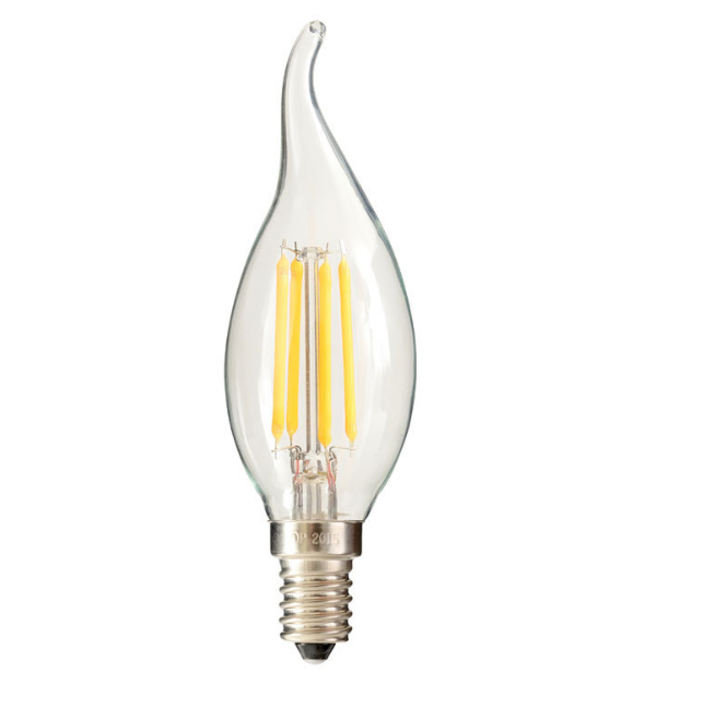 Edison LED warm white tungsten light small screw candle filament light bulb tip bubble tail