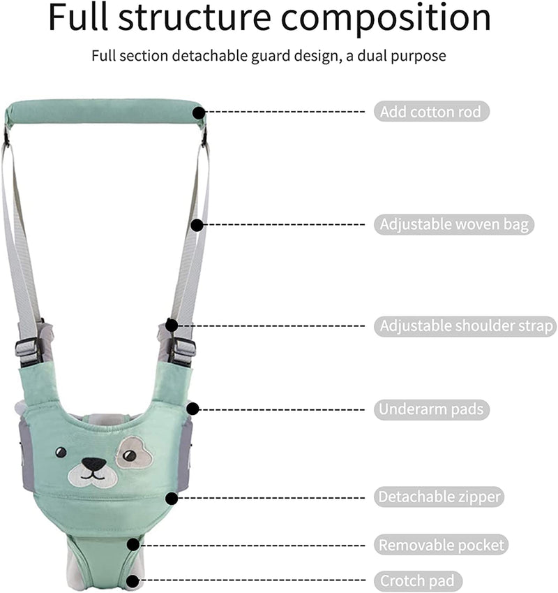 Camminare Assistente per Bambino,  Cintura Bimbo, Detachable Bretelle Di Sicurezza per Bambino Sostegno Portatile, per Aiutarlo a Camminare Cintura Protettiva, per Baby 6-36 Mesi (Verde)