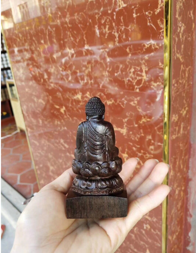 Pure Natural Black Wood Products Wood Carving Sakyamuni Buddha Home Office Crafts Ornaments