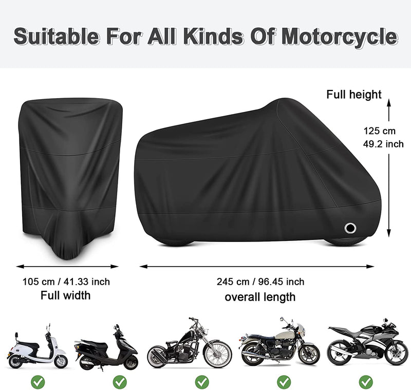 Telo Moto Impermeabile Universale Copertura Teli Coprimoto Motorino Motocicletta Scooter Anti-Polvere UV per Esterno - 245×105 ×125Cm