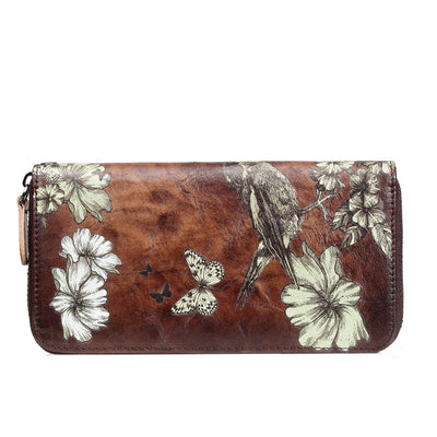 Long Handmade Leather Women'S Wallet Multi-Card Pocket Clutch