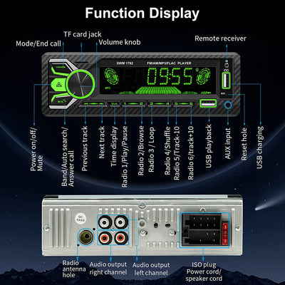 RDS Autoradio 2 Bluetooth 5.2 Vivavoce,1Din Con Telecomando Volante,Funzione Aux,Lettore MP3 E Doppia Porta Usb,Suono Stereo Amfm,Display Lcd,Localizzare E Trovare Auto,Ios E Android