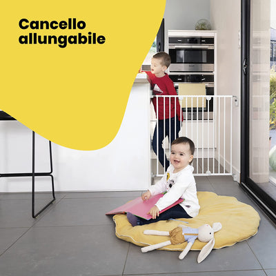 Wallfix Cancelletto Estensibile Di Sicurezza per Scale E Porte, Cancelletto per Bambini E Cani Da Interno, per Aperture 62-102 Cm, in Metallo Colore Bianco