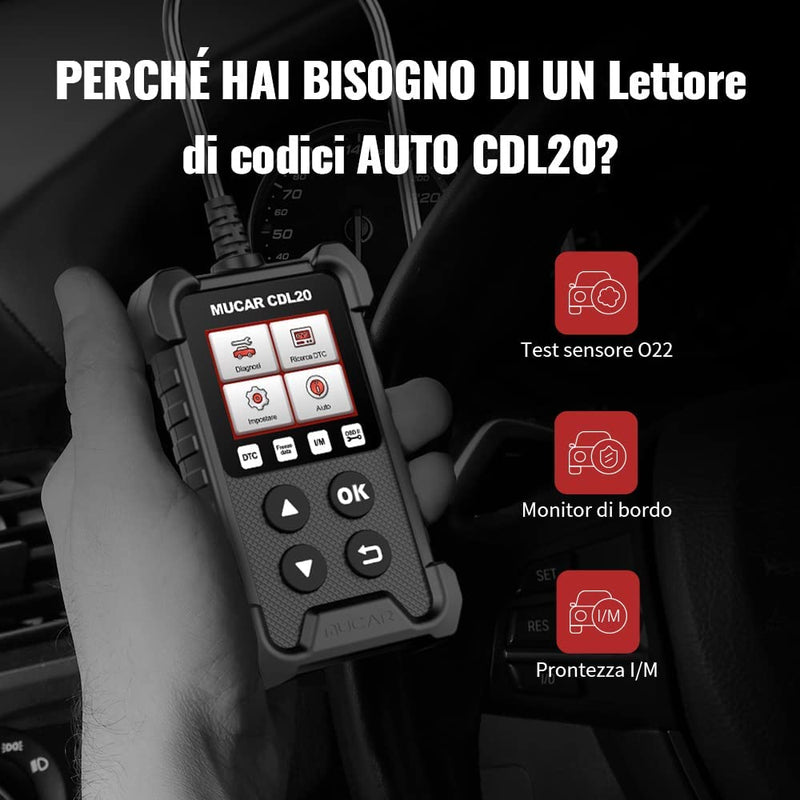 CDL20 Diagnosi Auto Tutte Autodiagnosi OBD2/ EOBD Con Funzioni OBDII Odb2 Diagnostica in Italiano Del Motore Strumento Diagnostica per Autoveico