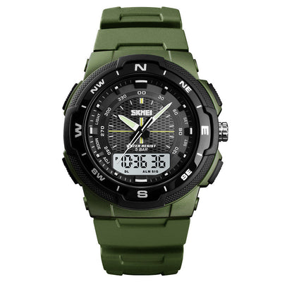 Men'S Electronic Double Display Rubber Watch