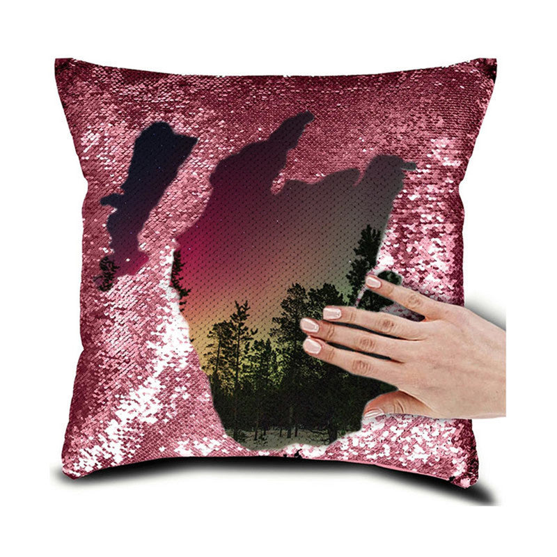 Personalised Photo Your Name or Text Decorative Sequin Pillow Cushion Cover Reveal Magic Gift Mother of the Bride Groom 16*16"