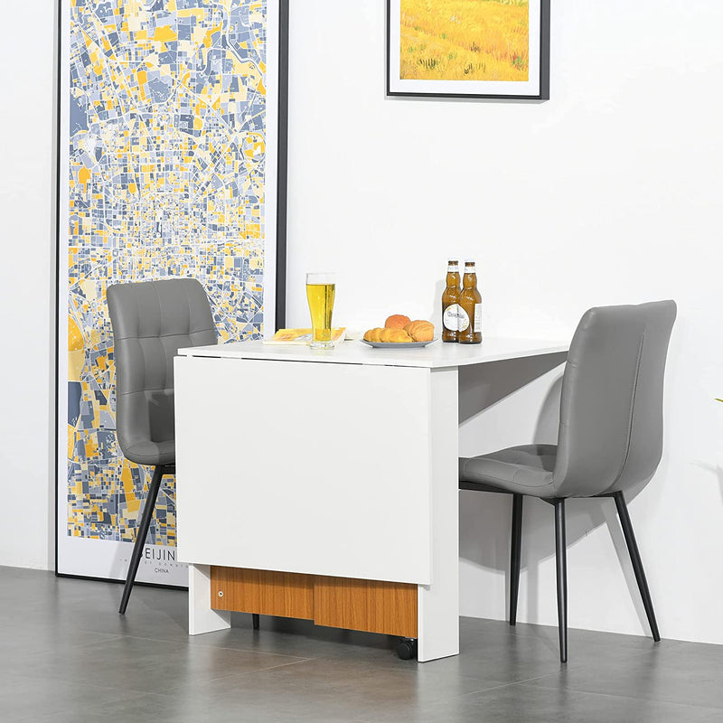 Tavolo Da Pranzo Design Moderno Pieghevole Con Ruote 120 × 80 × 73Cm