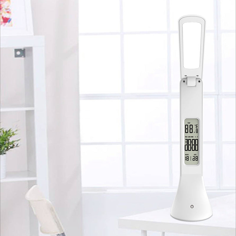 LED Table Lamp Dimmable Touch Desk Lamp Reading Light With Calendar Temperature Alarm Clock