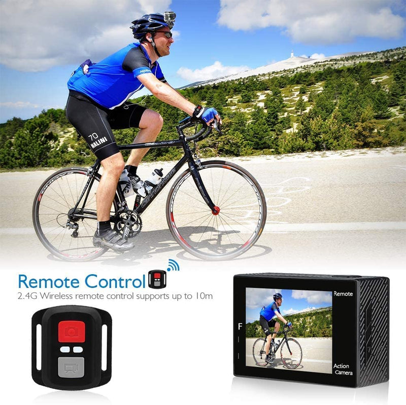 Brave 4 Action Cam - Fotocamera Subacquea 4K 20MP Con Stabilizzatore EIS, Zoom 5X E Telecomando 2.4G, Videocamera Subacquea Impermeabile Con Kit Di Accessori E 2 Batterie